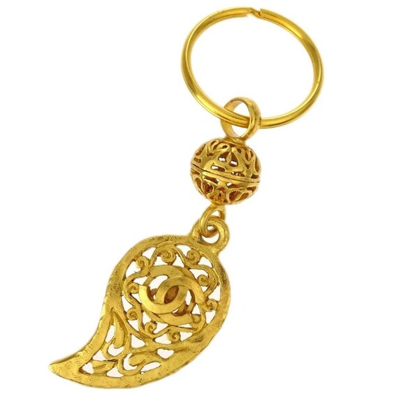 Chanel Gold Key Holder Bag Charm Paisley Small Good 9 - Picture 1 of 5
